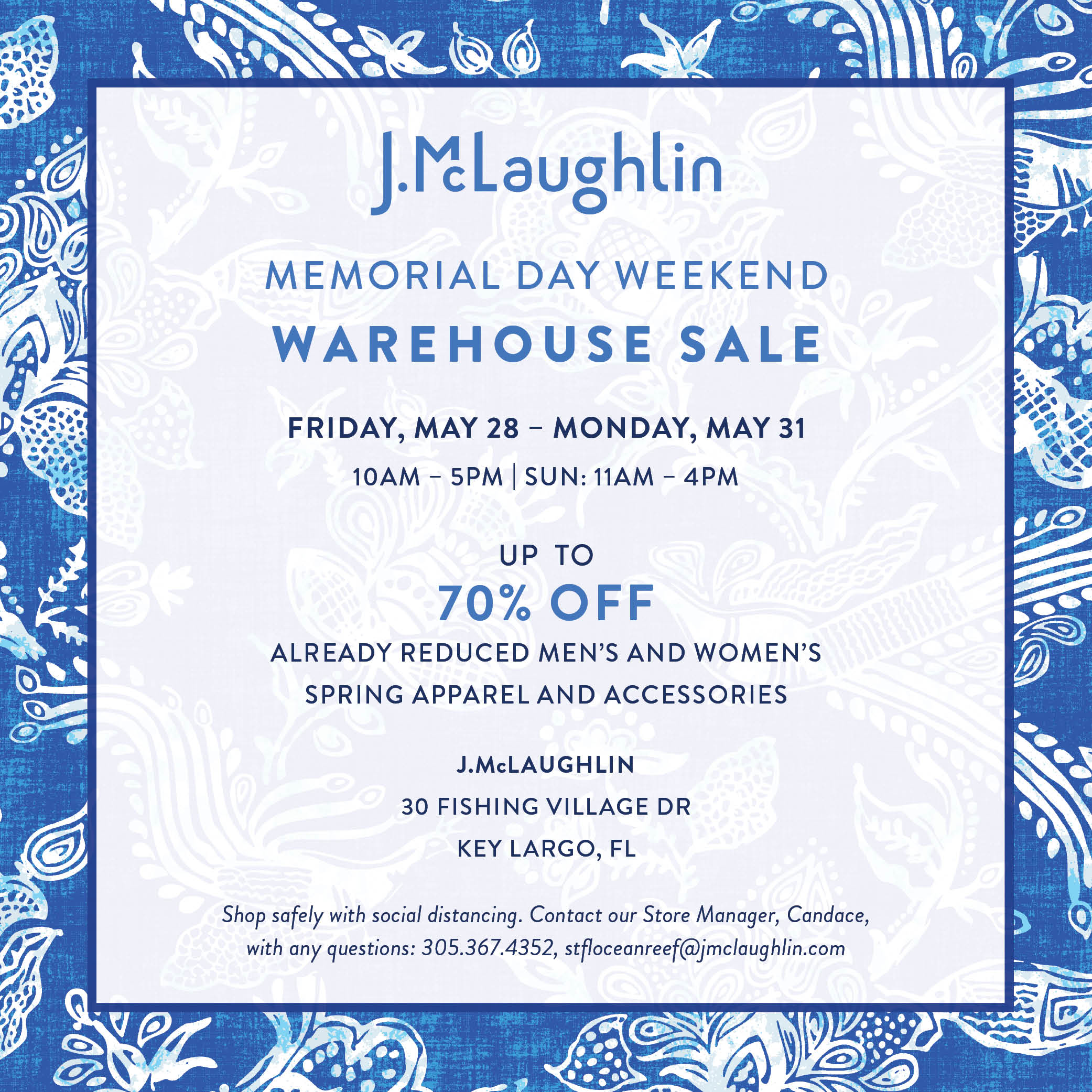 J. McLaughlin Memorial Day Weekend Warehouse Sale - Ocean Reef